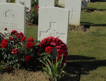 John's Grave at Flesquieres Cemetery (taken by Bob Curry in July 2018)
