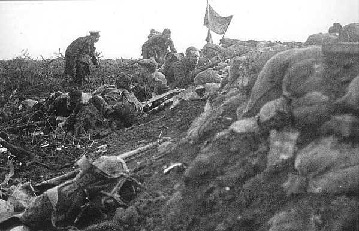 Widecombe WW1: Battle of Hooge. Notice troops without steel helmets, not issued until 1916. Picture supplied by David Ashman